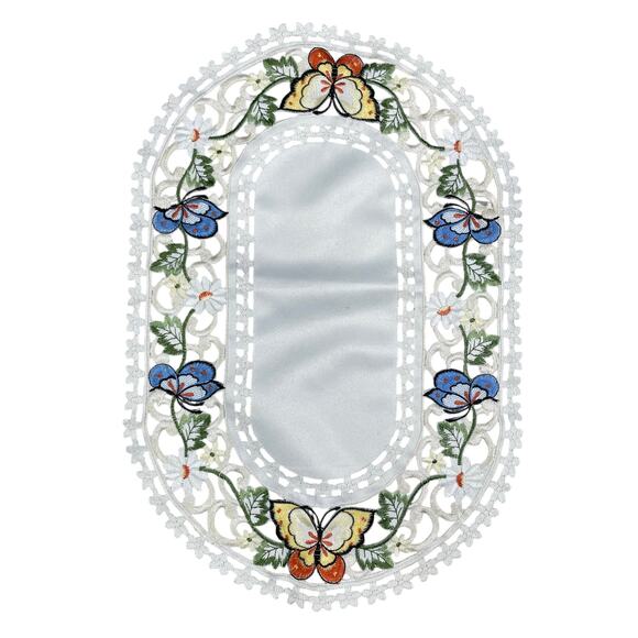 Butterfly‎ Lace Table Oval Floral Embroidered Cutout Doily 100% Polyester - Picture 1 of 8